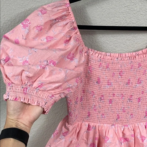 LoveShackFancy x Target Simone Smocked Tiered Floral Midi Dress Pink Sz M - Picture 5 of 15